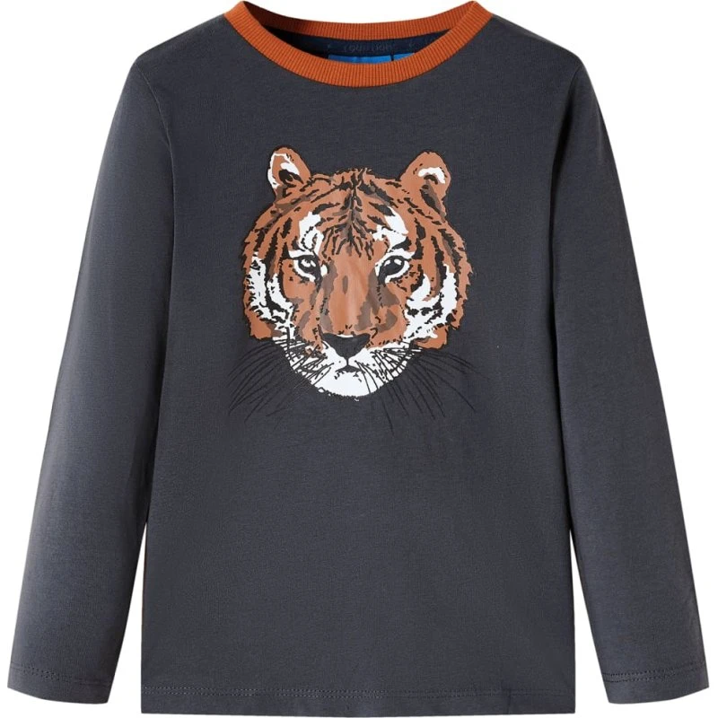 Langærmet T-shirt børn str. 104 – antracitgrå