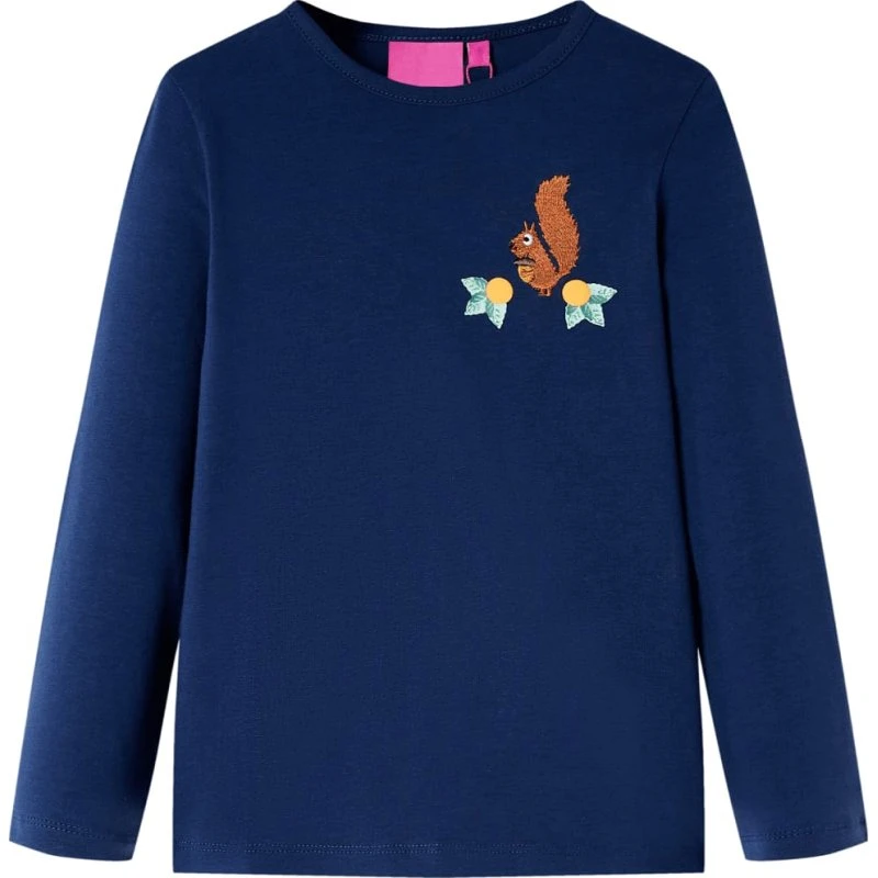 Langærmet T-shirt til børn, str. 128 - Marineblå