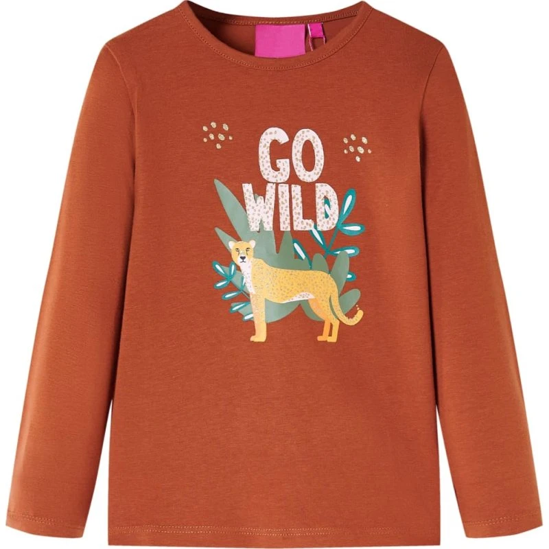Langærmet T-shirt børn cognac str. 128