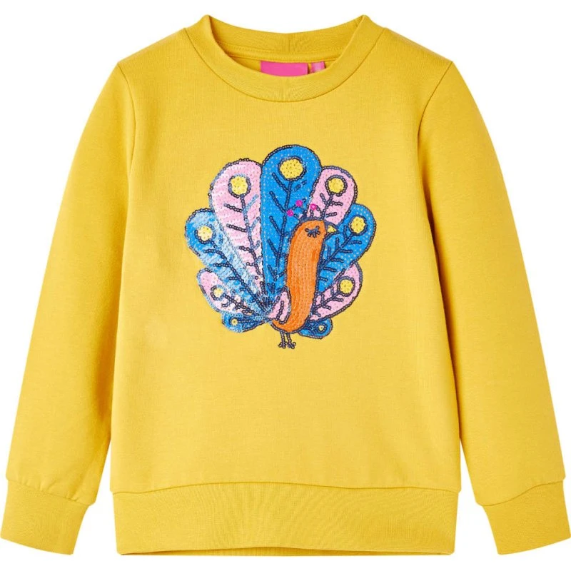 Børne-sweatshirt str. 116 i okker