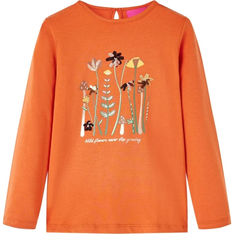 Langærmet T-shirt til børn 104 cm – orange