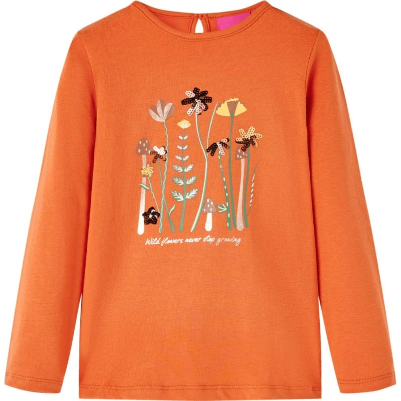 Langærmet T-shirt til børn 128 cm - Orange