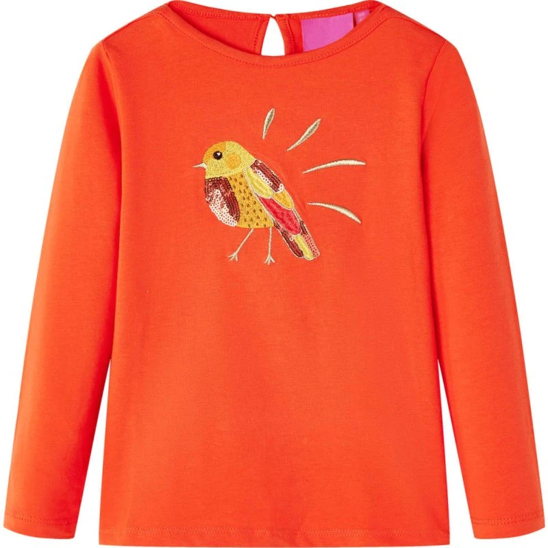 Langærmet T-shirt til børn, str. 116 – Orange