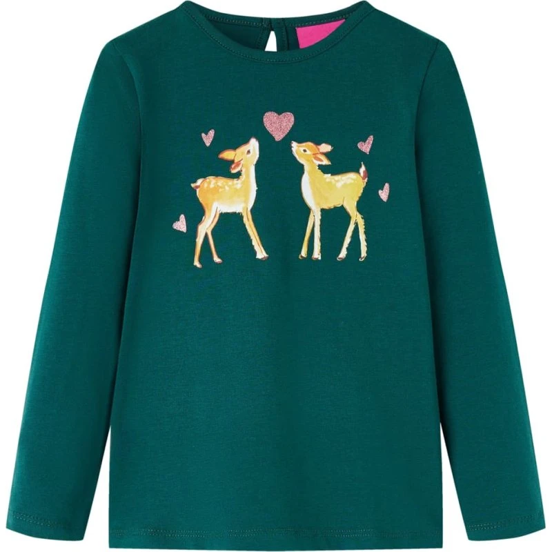 Langærmet T-shirt børn 104 - mørkegrøn