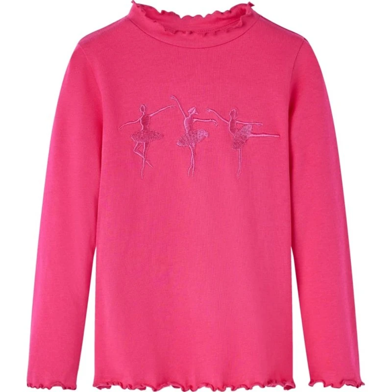 Langærmet T-shirt børn str. 104 – pink