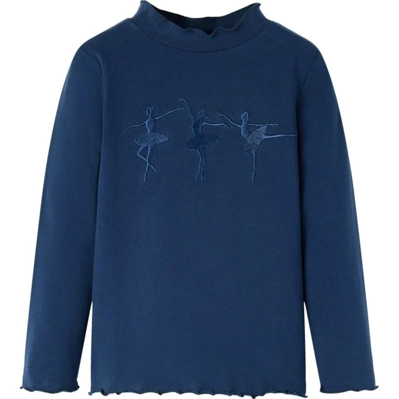 Langærmet T-shirt børn str.116, marineblå