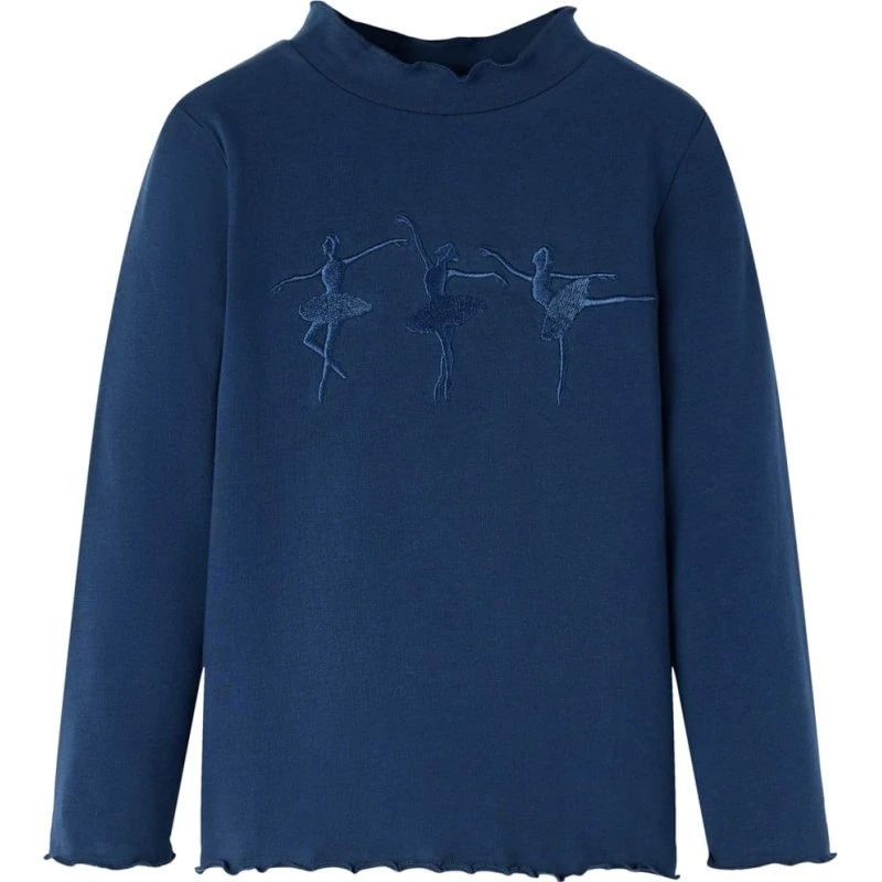 Langærmet T-shirt børn str. 140 – marineblå