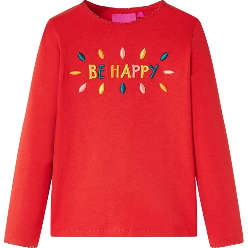 Langærmet rød børne-T-shirt str. 92