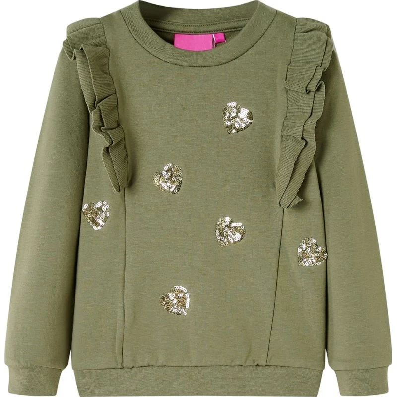 Kakifarvet sweatshirt til børn str. 92