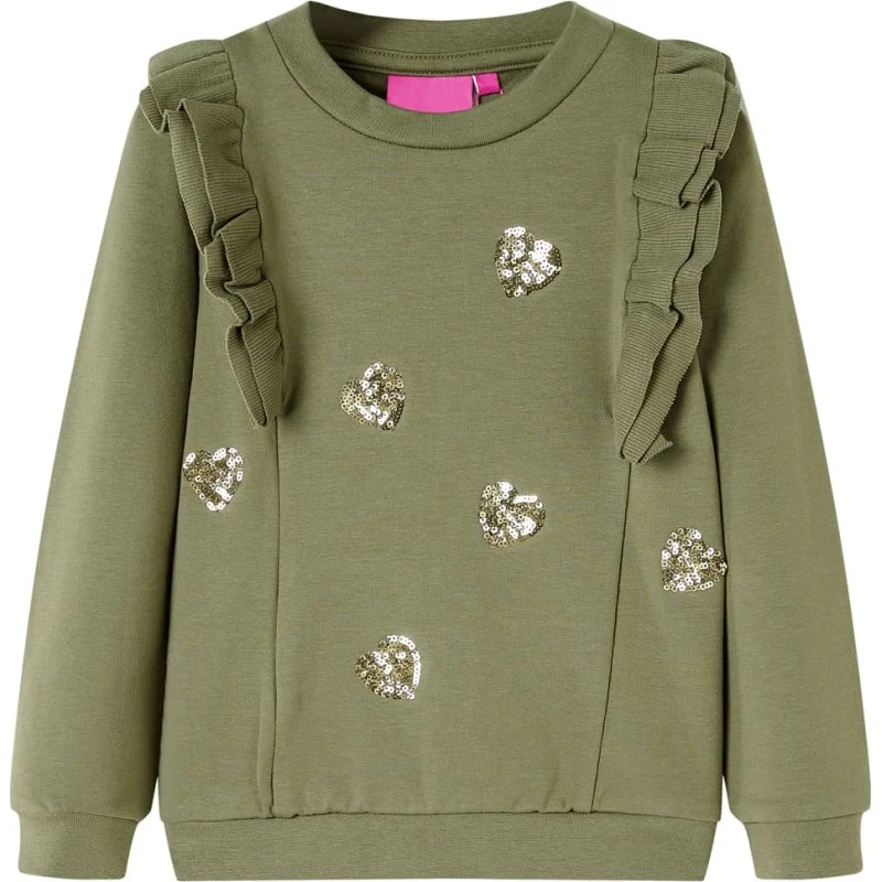 Sweatshirt til børn str. 128 - kakifarvet