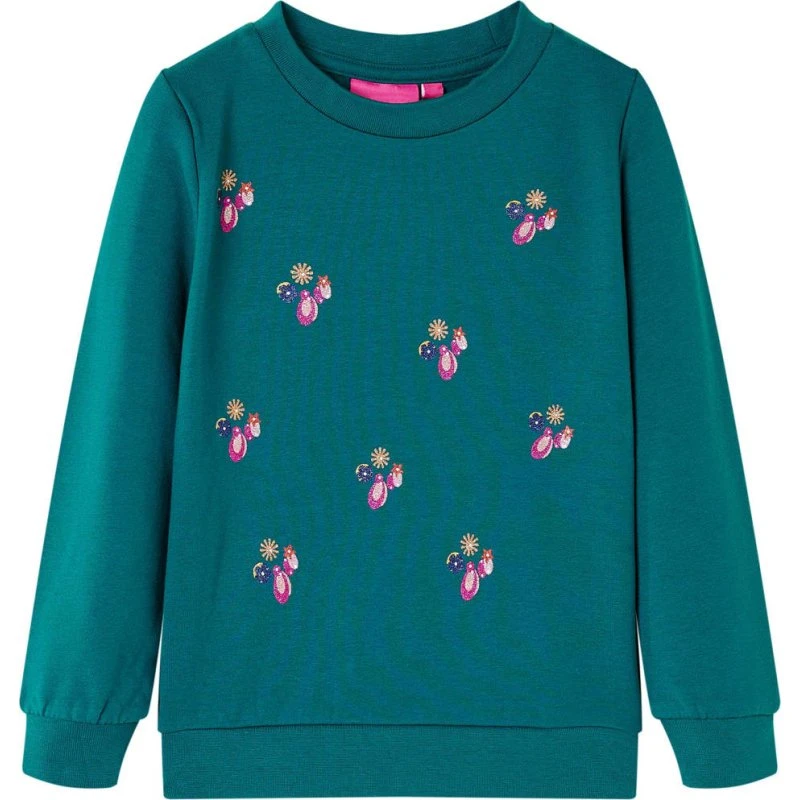 Børnesweatshirt mørkegrøn str. 116