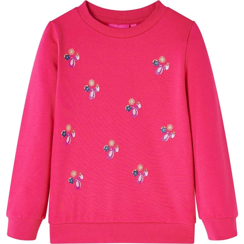 Børnesweatshirt str. 92 – Pink, rund hals