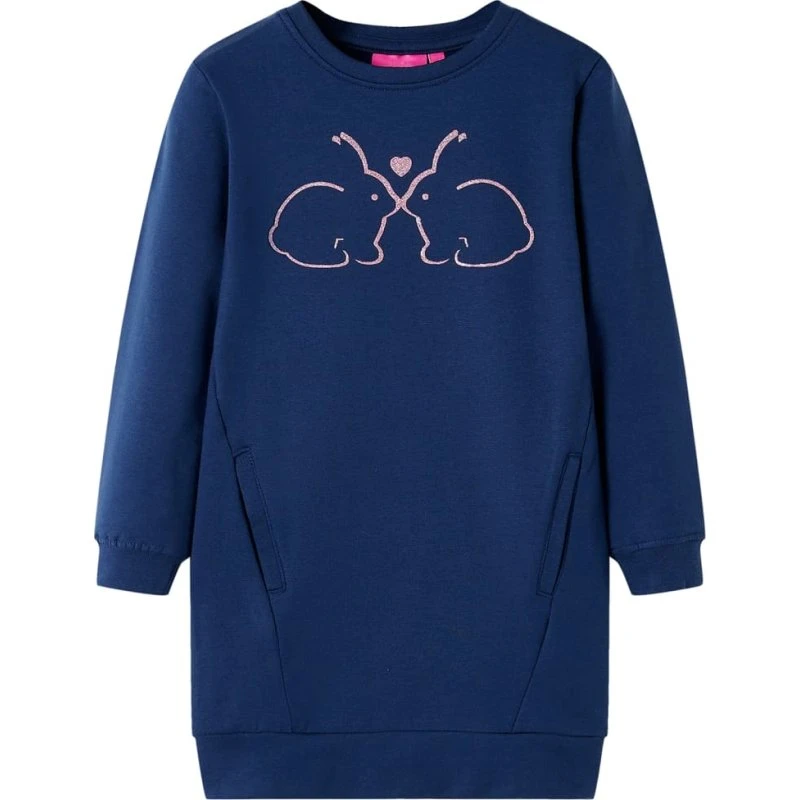 Marinblå sweatshirt-kjole til børn str. 116