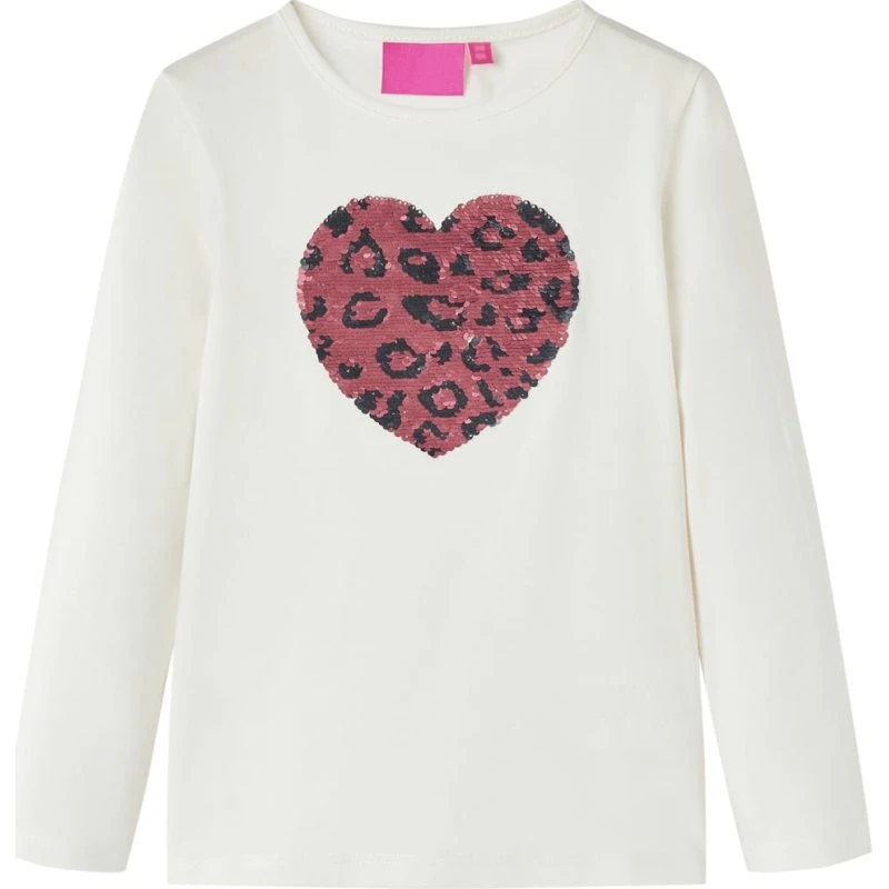 Langærmet T-shirt til børn str. 92 – ecru