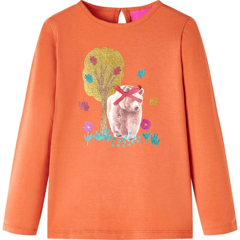 Langærmet T-shirt børn 116 cm – Orange