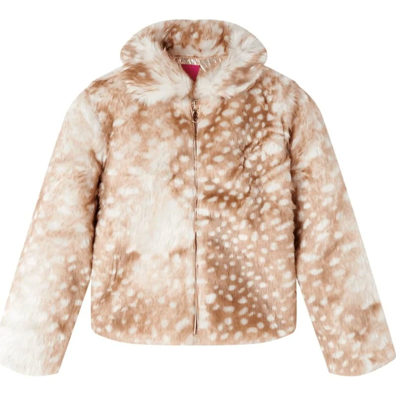 Børnejakke str.104 cognac imiteret pels