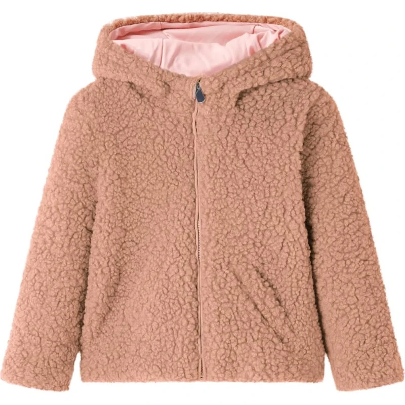 Børnejakke str. 92 i blød imiteret pels cognac