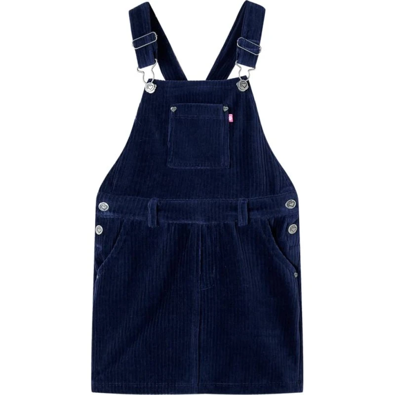 Børnekjole i jernbanefløjl str. 92 - Marineblå