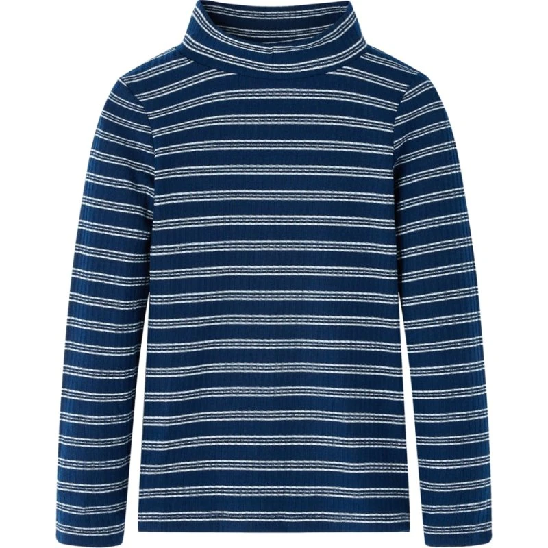 Langærmet børne-T-shirt str.140 i marineblå