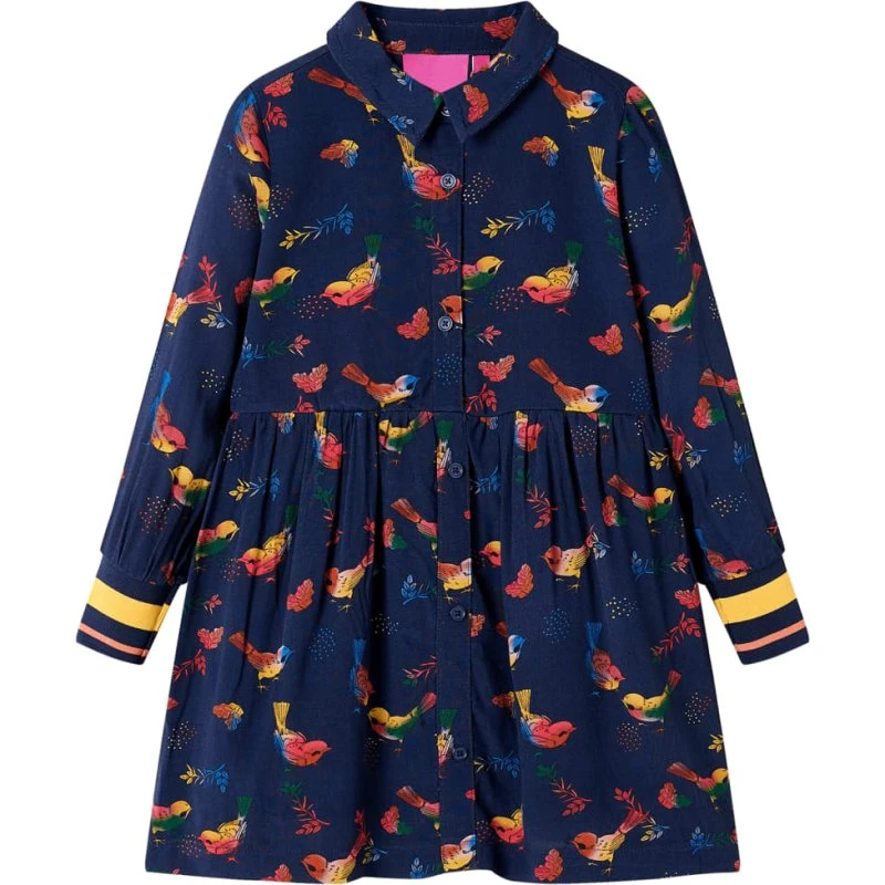 Langærmet børnekjole str.116 - marineblå