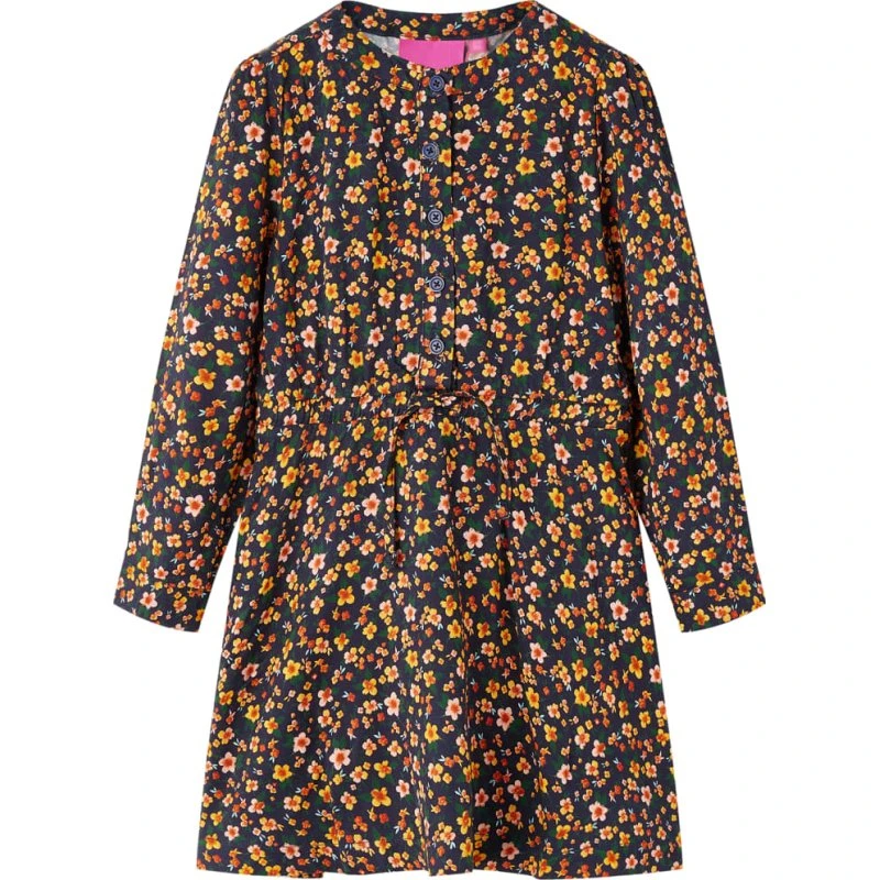 Langærmet børnekjole str. 92 – marineblå