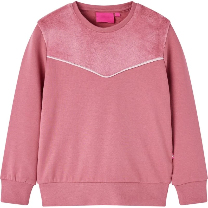 Børnesweatshirt str. 128 - Patchwork velour, pink