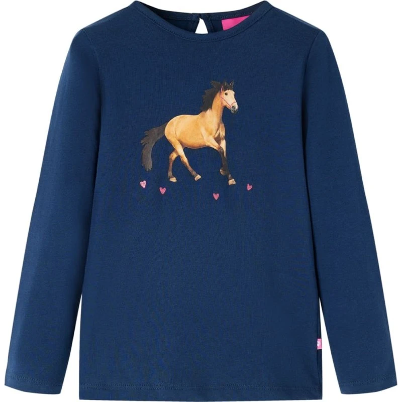 Langærmet T-shirt børn str. 92 - marineblå