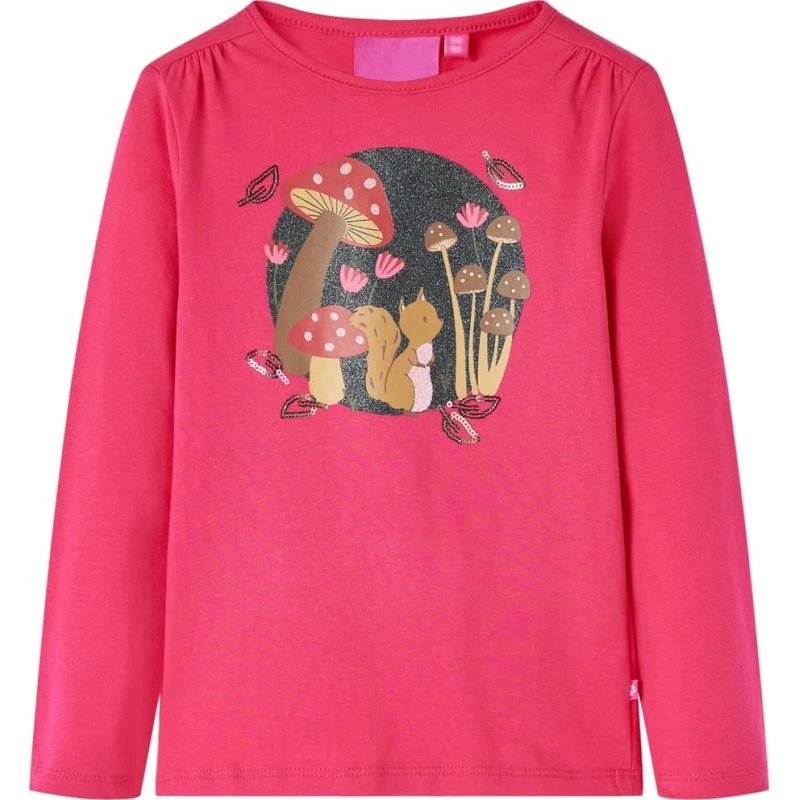 Langærmet T-shirt til børn str. 128 – Pink med motiv
