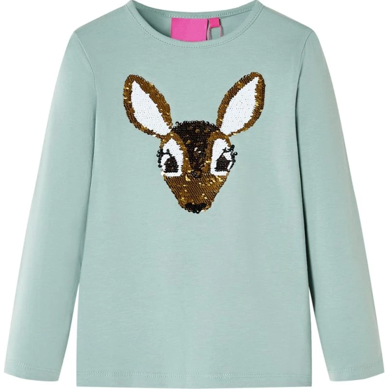 Langærmet T-shirt børn str.116 – mintgrøn