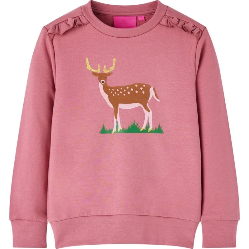 Børnesweatshirt str. 140 - Pink, rund hals