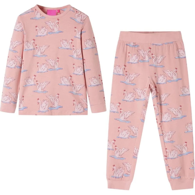Børnepyjamas str. 128 - Lyserød, langærmet