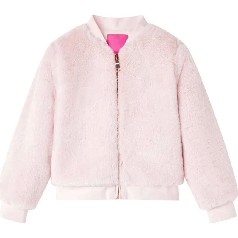 Børnejakke i imiteret pels lyserød - Str. 104