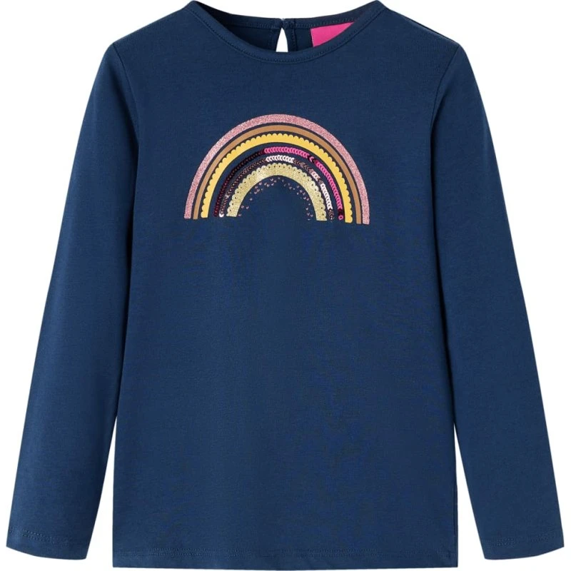 Langærmet T-shirt til børn str. 104 – Marineblå