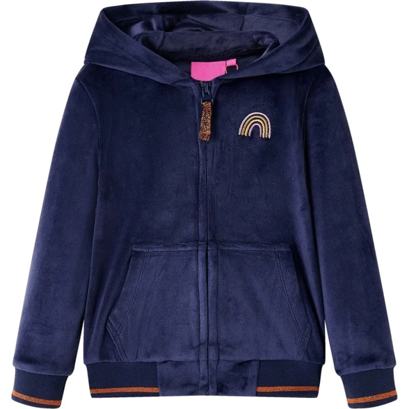 Børnejakke med hætte str. 116 – marineblå