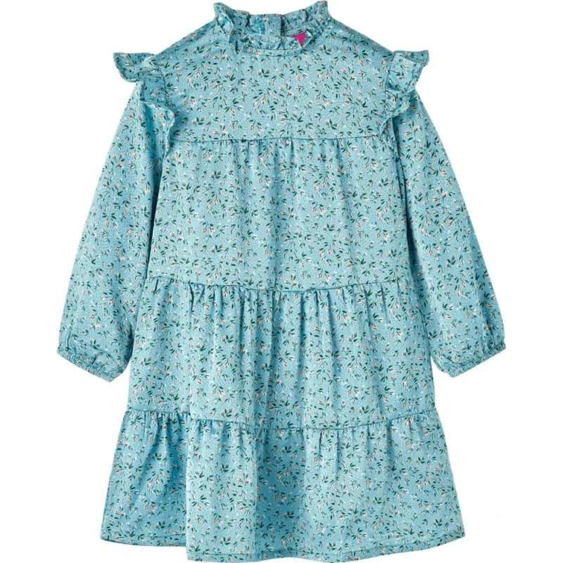 Langærmet kjole børn str. 128 - Blå