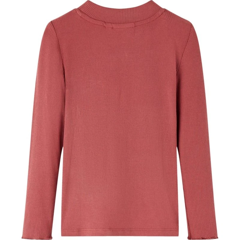 Langærmet T-shirt børn 140 – rød mock-rullekrave