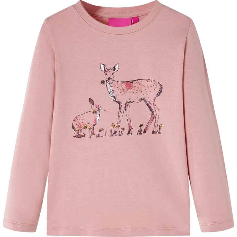 Langærmet T-shirt til børn, str. 128 – Lyserød