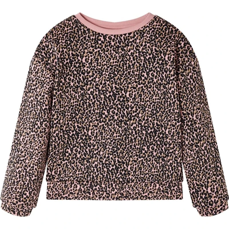 Børnesweatshirt lyserød med leopardprint str. 104