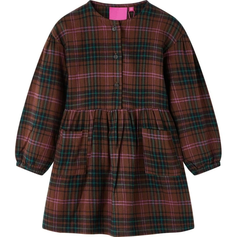 Langærmet børnekjole cognac str. 104