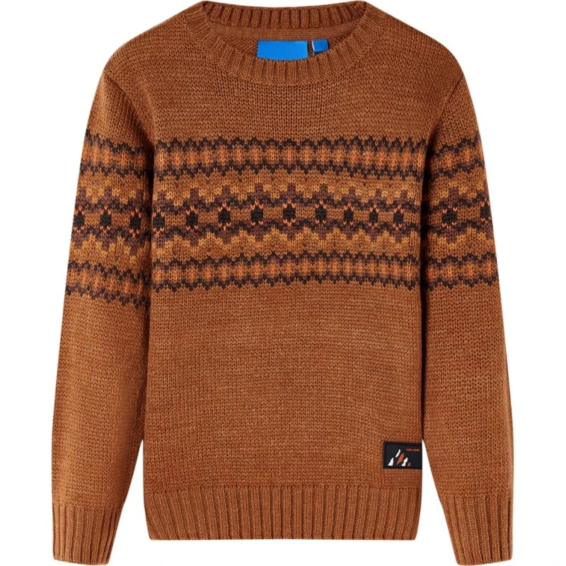Børnesweater str. 104 - cognac strik