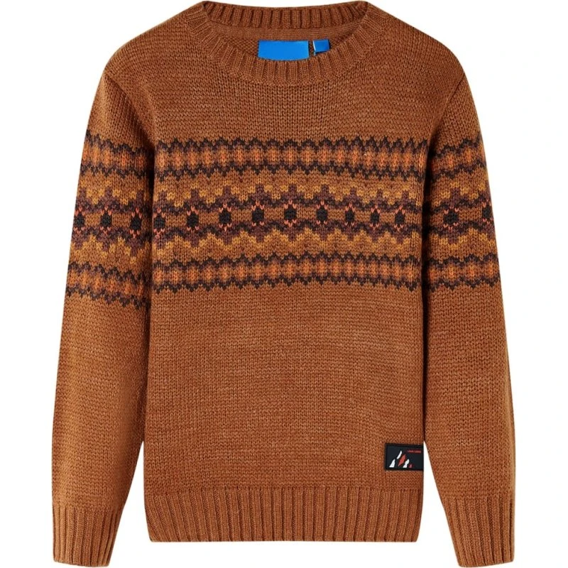 Børnesweater str. 116 - Strikket cognac