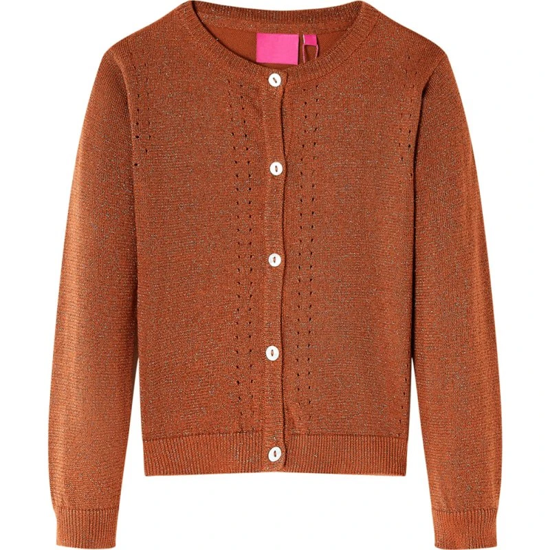Strikket cardigan børn str. 140 – cognac