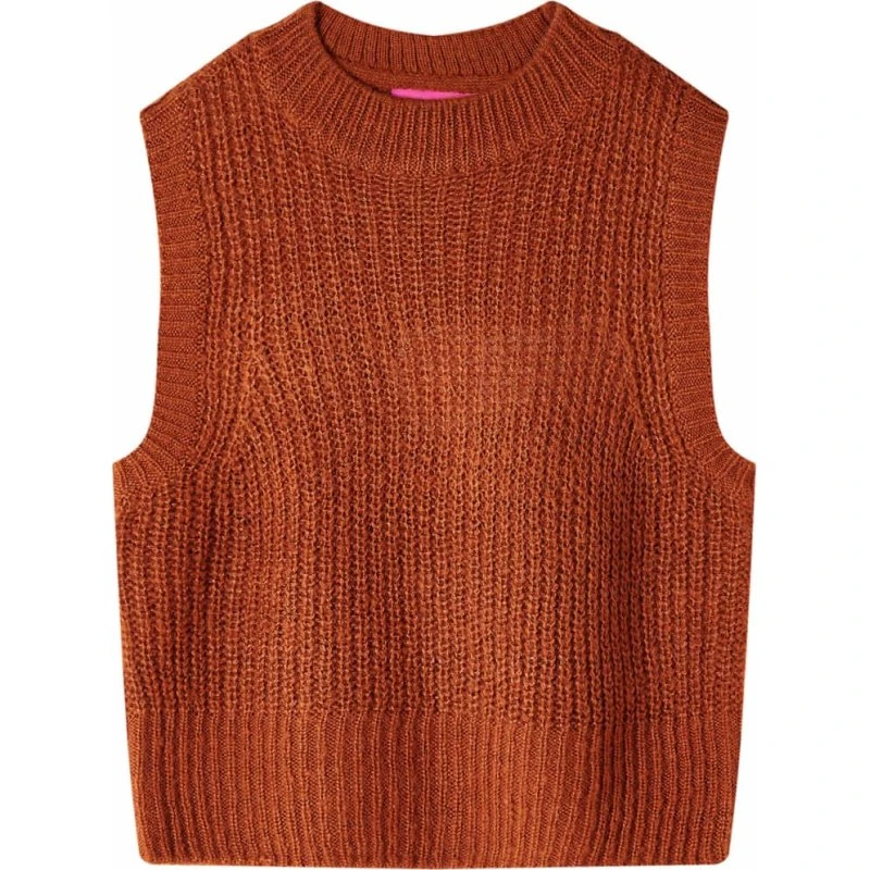 Strikket vest børn 116 - cognac