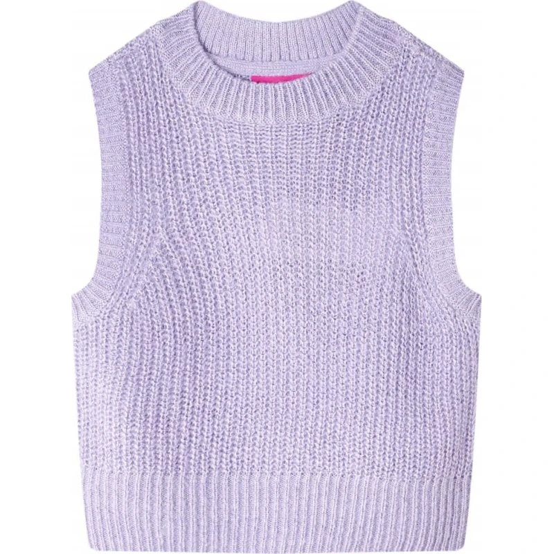 Strikket vest til børn, lyslilla - str. 92
