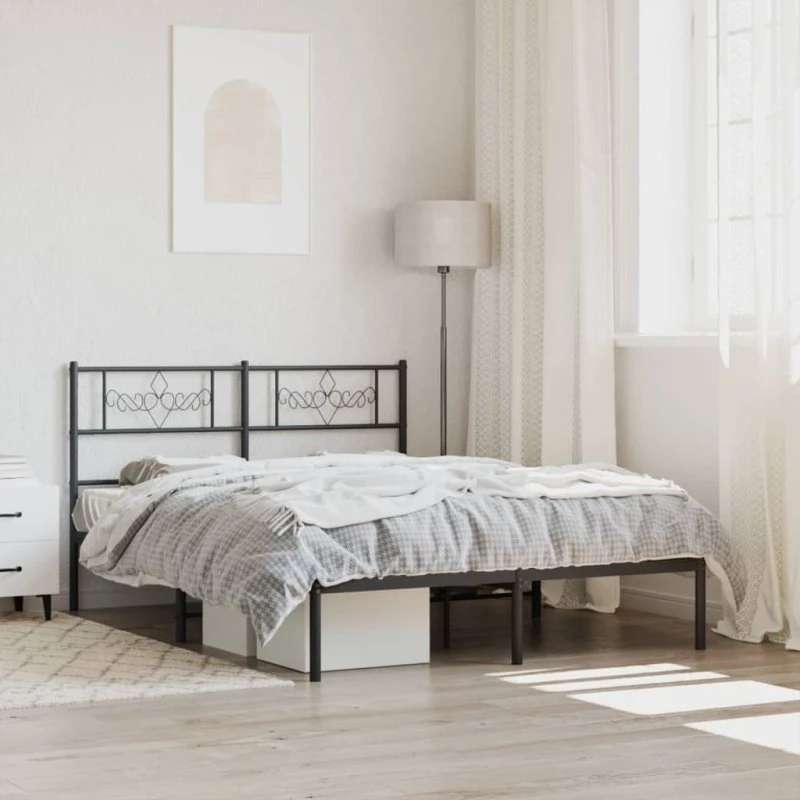 Sengeramme 120x200 cm med sengegavl - Sort metal