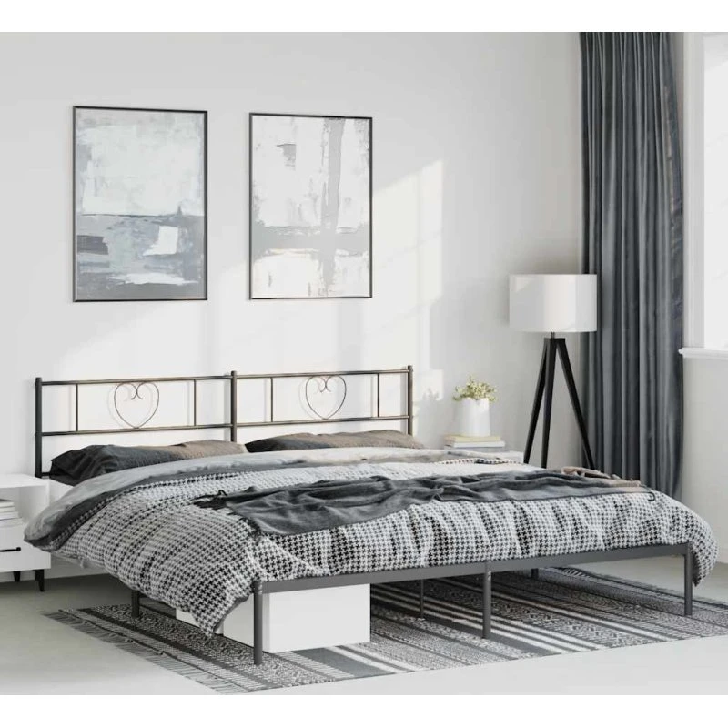 Sengeramme med sengegavl 193x203 cm i sort metal