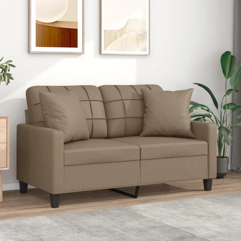 2-personers sofa 120 cm kunstlæder - Cappuccino