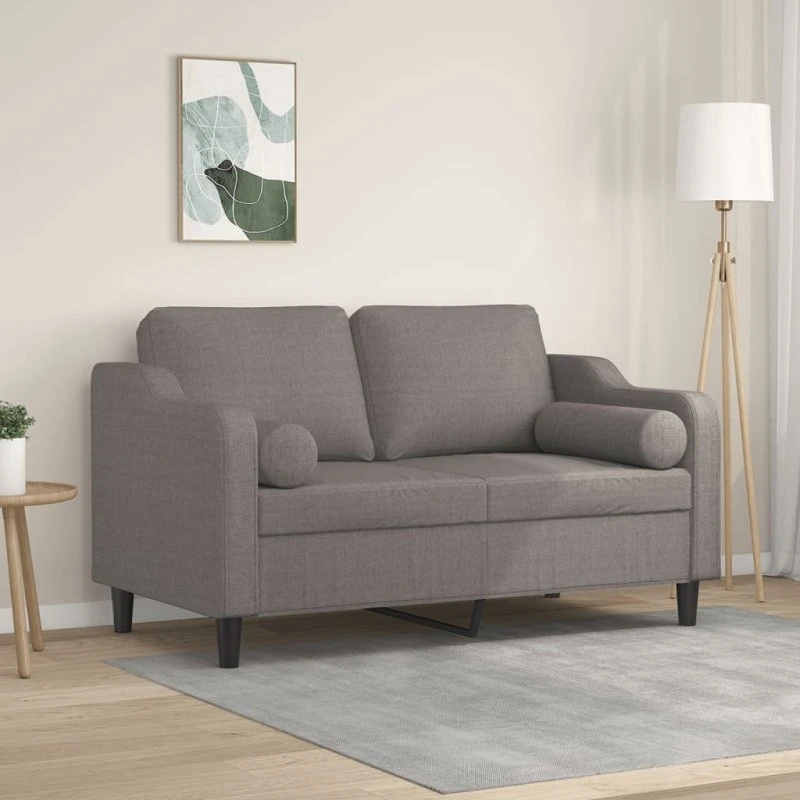 2-personers sofa 120 cm stof gråbrun med pyntepuder