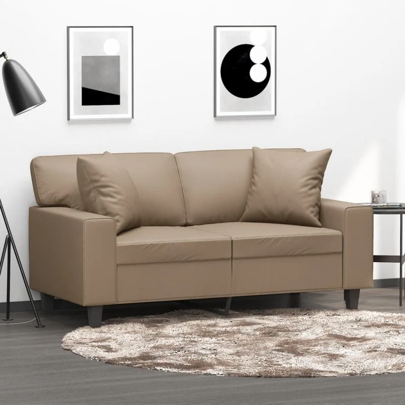 2-personers sofa 120 cm i kunstlæder – Cappuccino