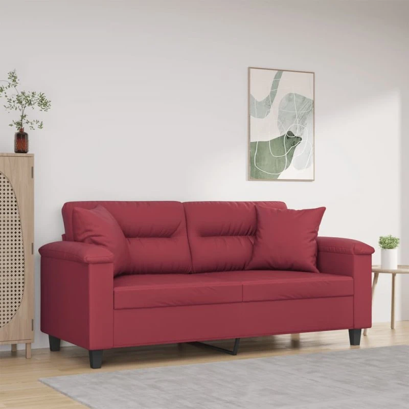 vidaXL 2-personers sofa 140 cm vinrød kunstlæder